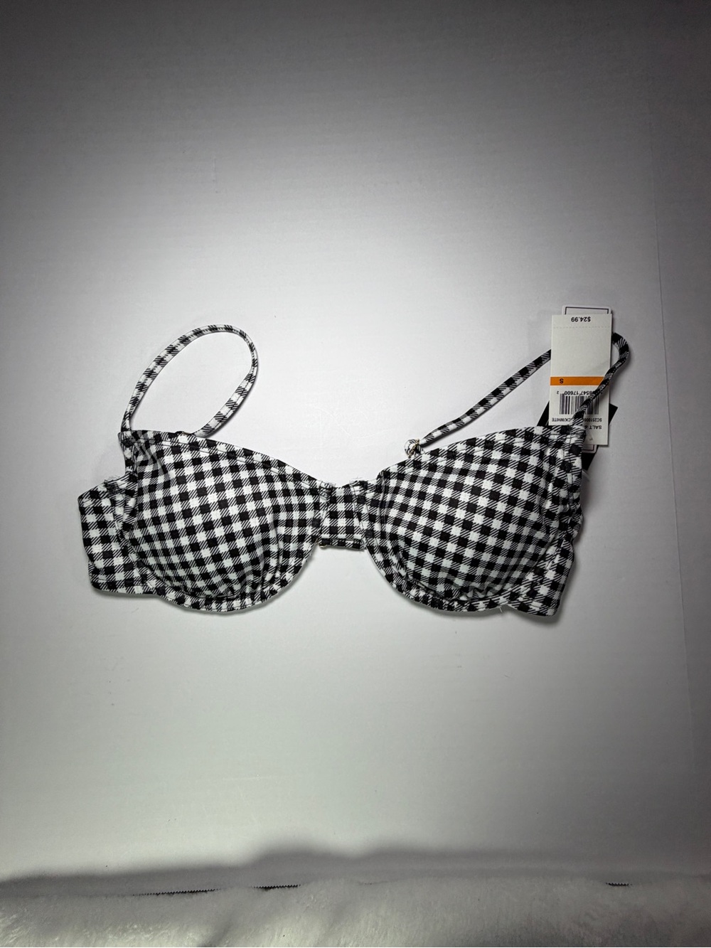 Salt + Cove Black and White Gingham Bikini Top - Small